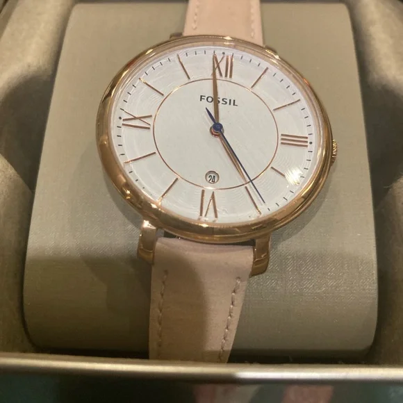 discount sale shop Fossil Jacqueline Date Blush Leather Watch u
